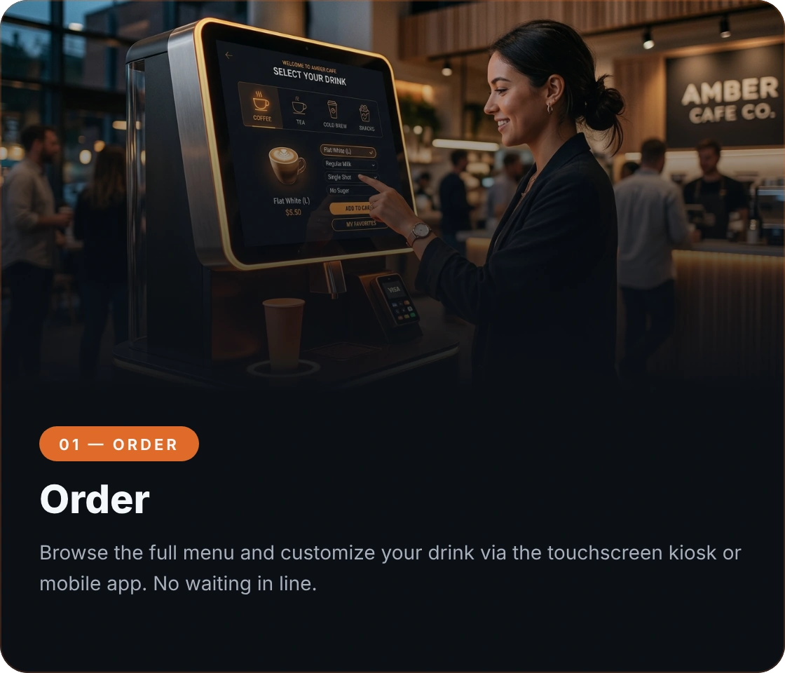 Step 01 — Order at the kiosk